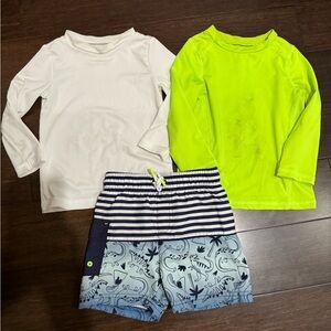 Kids Long Sleeve Shirts and Dinosaur Swim Shorts Set